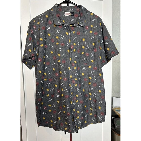 Marvel Men’s‎ Deadpool Tacos Button Up Shirt with Collar Dark Gray Shirt XL - Picture 1 of 7